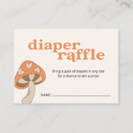 Mushroom Diaper Raffle Baby Dusche | Braunorange Begleitkarte