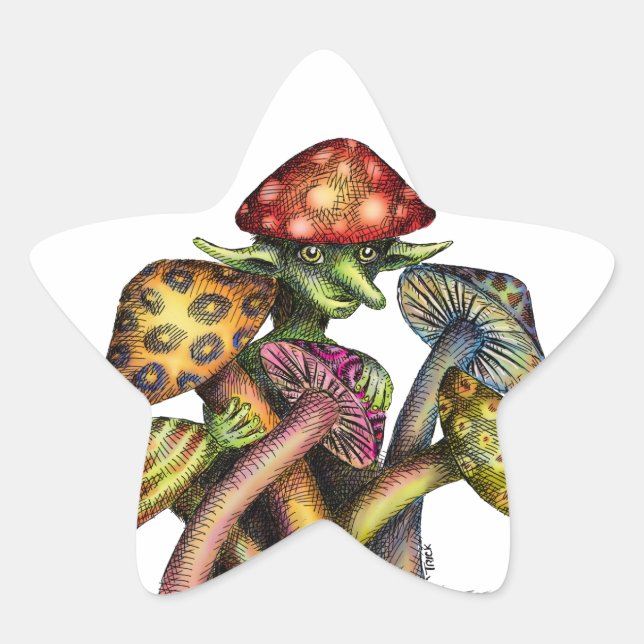 Mushroom Elf Stern-Aufkleber (Vorderseite)
