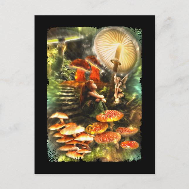Mushroom Fairies Fantasy Postkarte (Vorderseite)