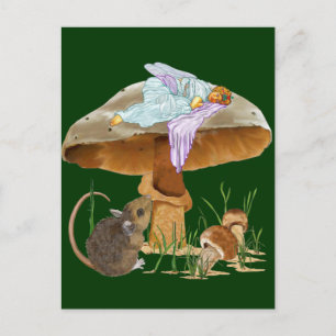Mushroom Fairy & Mouse Postkarte