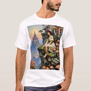 Mushroom Fantasy Dreamscape Bezaubernde Burg Kunst T-Shirt
