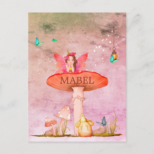 Mushroom Fantasy Fairy Mouse Dekoration Postkarte (Vorderseite)