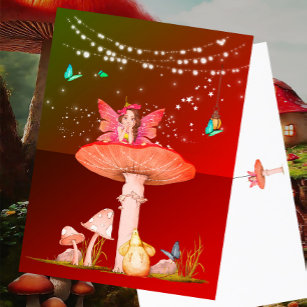 Mushroom Fantasy Fairy Stars Burnt Orange Postkarte