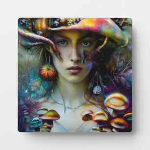 Mushroom Fantasy Woman Fotoplatte