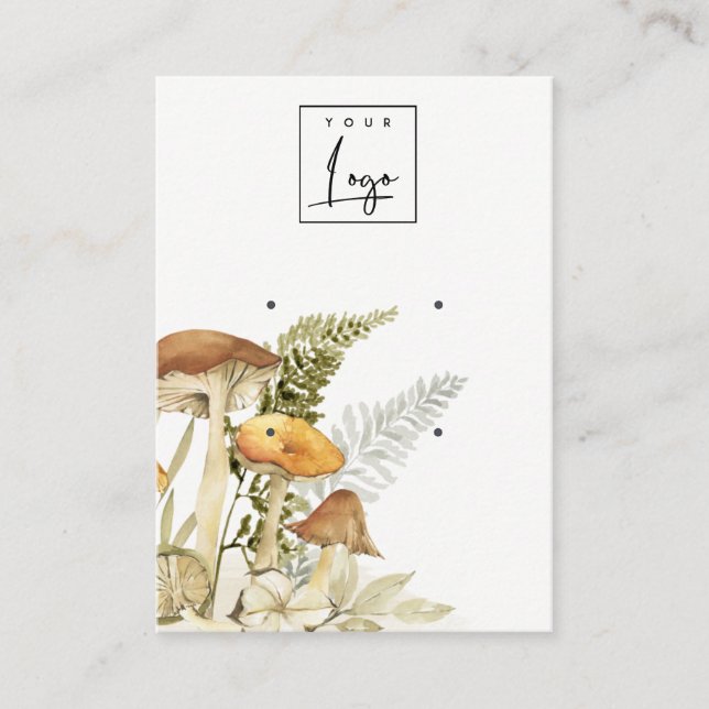 Mushroom Fern Folio-Logo 2 Earring Display Visitenkarte (Vorderseite)