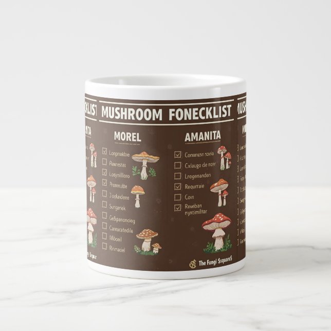 Mushroom Foraging Checklist Mug Jumbo-Tasse (Vorderseite)