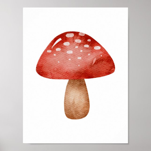 Mushroom Forest Autumn Red And White Poster (Vorne)