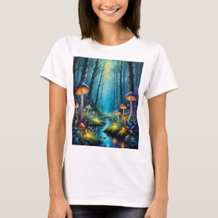 Mushroom Forest Bezaubernd Glühende Fantasy Art T- T-Shirt