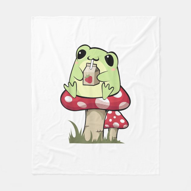 Mushroom Frog Goblincore Mycology Creative Style Fleecedecke (Vorderseite)
