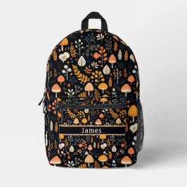 Mushroom Garden Black Backpack Bedruckter Rucksack