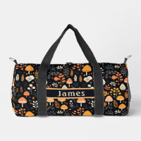 Mushroom Garden Black Duffel Bag