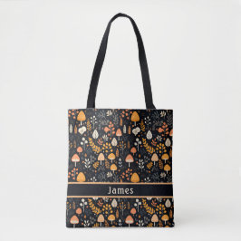 Mushroom Garden Black Tote Bag
