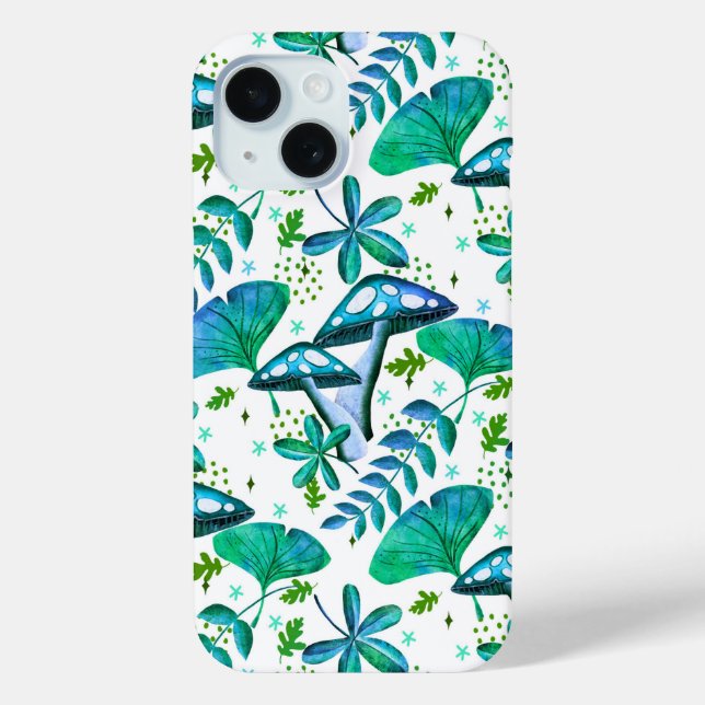 Mushroom Garden blau Case-Mate iPhone Hülle (Rückseite)