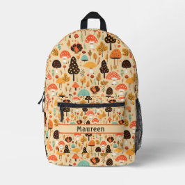 Mushroom Garden Creme Backpack Bedruckter Rucksack