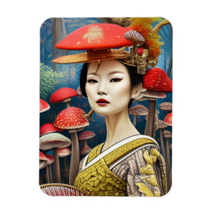 Mushroom Geisha Surreal Fantasy Art Magnet