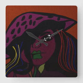 Mushroom Girl  Quadratische Wanduhr