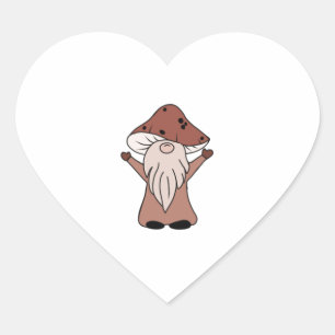 Mushroom Gnome Herz-Aufkleber