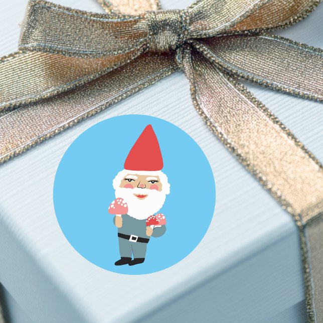 Mushroom Gnome Niedliche Farben & Spaß Runder Aufkleber (Mushroom Gnome Cute Colorful & Fun XMAS Classic Round Sticker
)