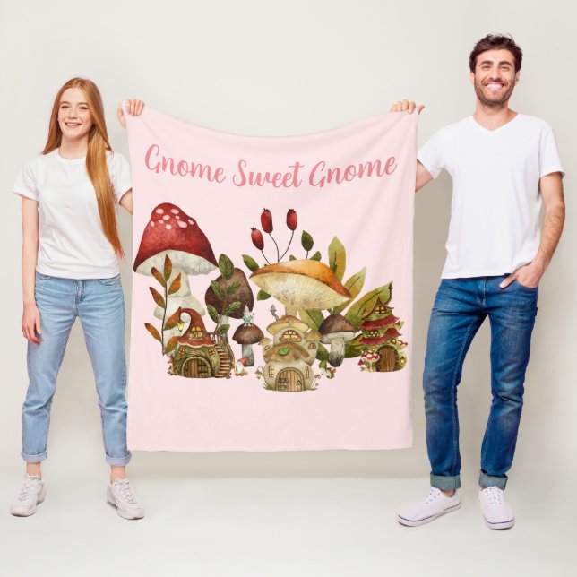 Mushroom Gnome-Verzauberung Fleecedecke (Beispiel)