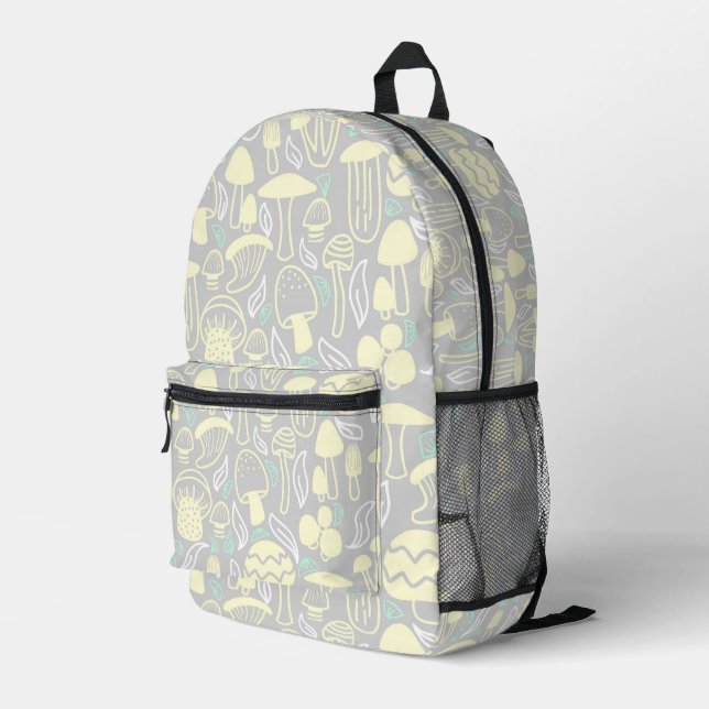 Mushroom Gray Cream Bedruckter Rucksack (Rückseitige Ecke Rechts)