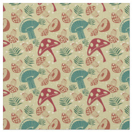 Mushroom Green Pattern Mitte des Jahrhunderts Stoff