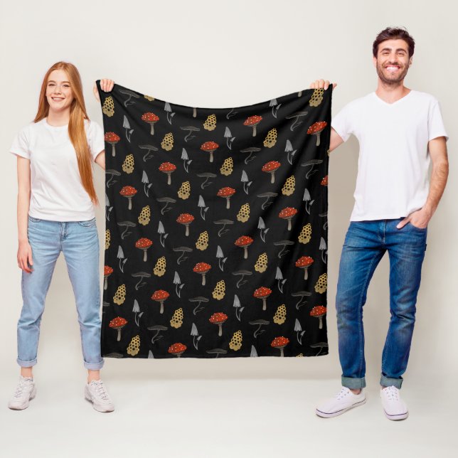 Mushroom Harvest Blanket - Fleece Schwarz (Beispiel)