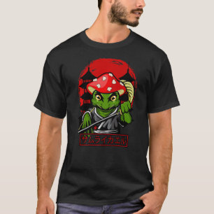 Mushroom Hat Samurai Frog Vintager japanischer Kri T-Shirt