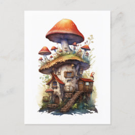 Mushroom-Haus mit vielen Stockwerken, rot und weiß Postkarte