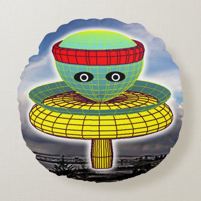 Mushroom Head Rundes Kissen (Vorderseite)