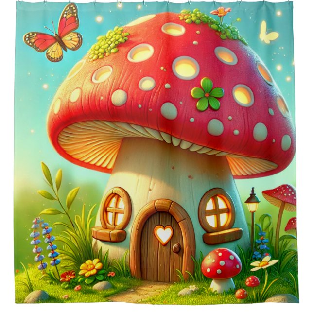 Mushroom House Duschvorhang (Vorderseite)