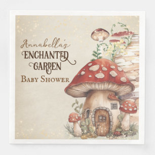 Mushroom House Enchanted Garden Baby Shower Serviette