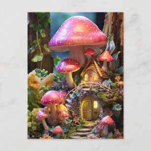 Mushroom House Fairy Garden Bezauberter Wald Postkarte
