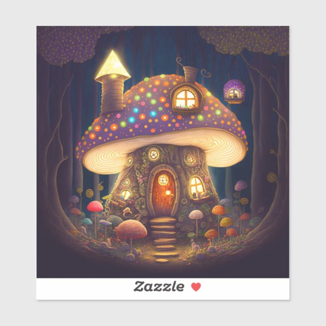 Mushroom House Fantasy Art Aufkleber (Blatt)