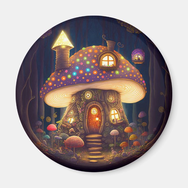 Mushroom House Fantasy Art Magnet (Vorne)