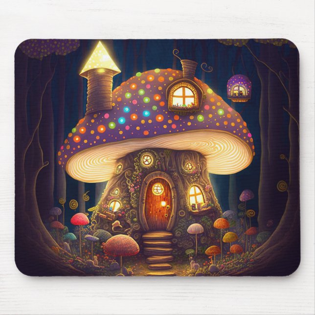 Mushroom House Fantasy Art Mousepad (Vorne)