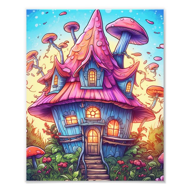 Mushroom House Fantasy Art Poster (Vorne)