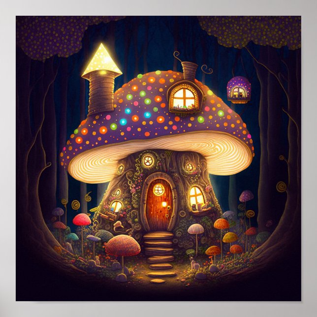 Mushroom House Fantasy Art Poster (Vorne)