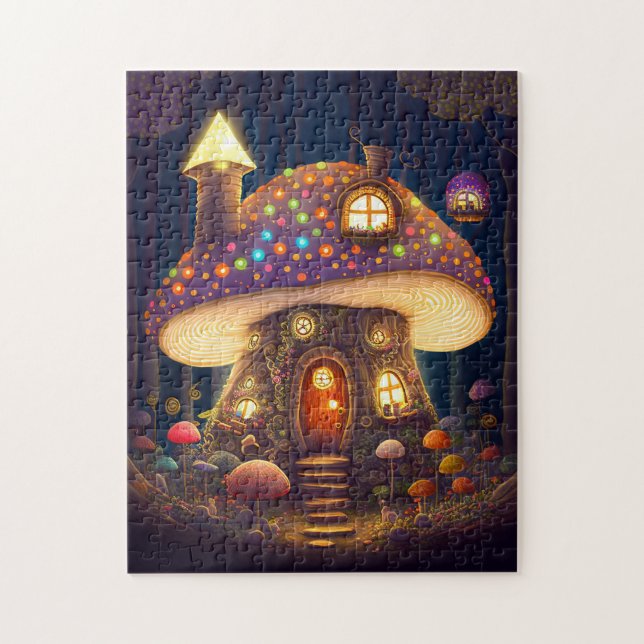 Mushroom House Fantasy Art Puzzle (Vertikal)
