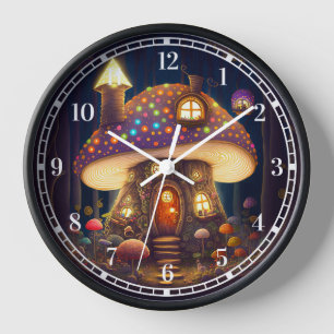 Mushroom House Fantasy Art Uhr