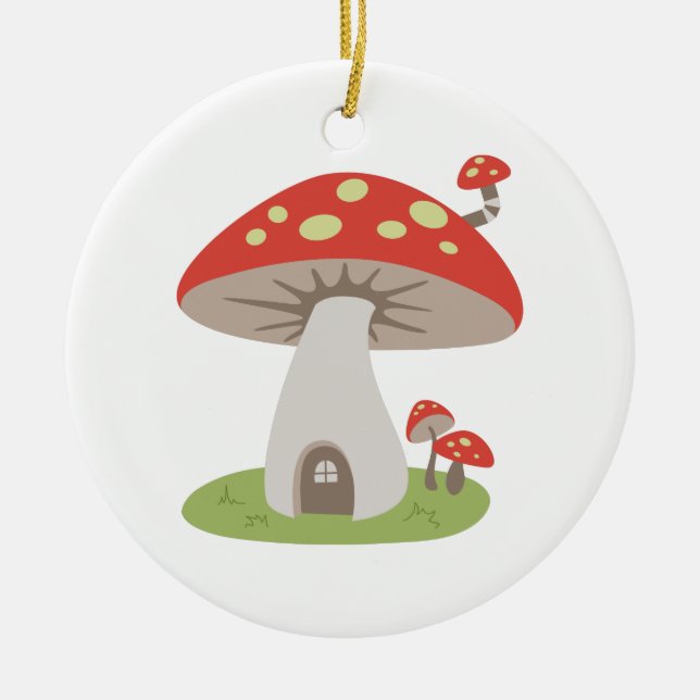Mushroom House Keramik Ornament (Vorne)