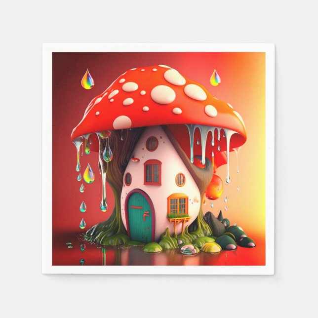 Mushroom House Serviette (Vorderseite)