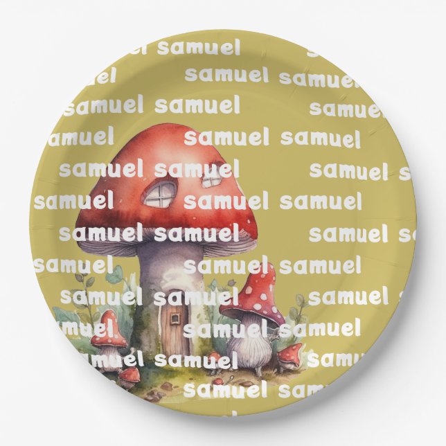 Mushroom House skurriler individuelle Name Pappteller (Vorderseite)