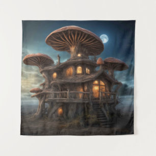 Mushroom House Tapestry Wandteppich