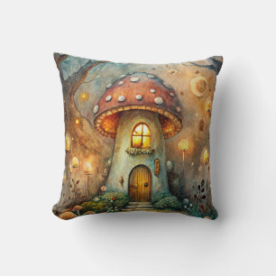 Mushroom House Throw Kissen