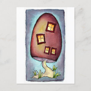 Mushroom House Watercolor Postkarte