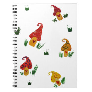 Mushroom Houses Watercolor Art Notebook Notizblock