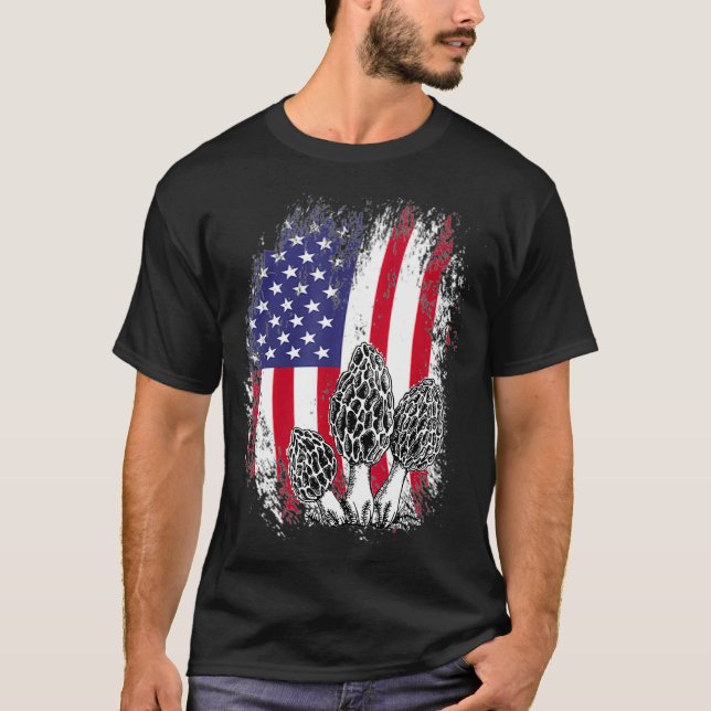 Mushroom Hunting Patriotic American Amerika Flag T-Shirt (Vorderseite)