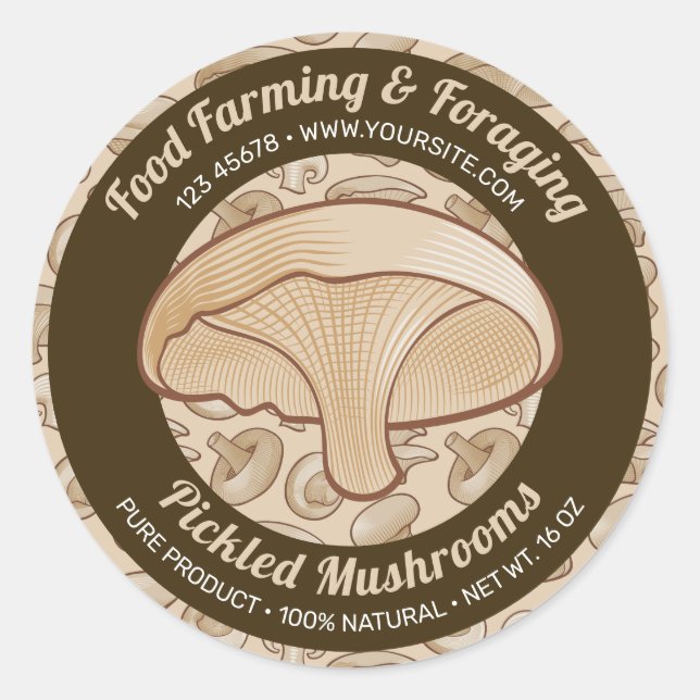 Mushroom Icon Round Label Runder Aufkleber (Vorderseite)