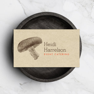 Mushroom Illustration Brown/Tan - Catering, Koch Visitenkarte