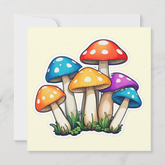 Mushroom Illustration Square Postkarte (Vorderseite)